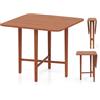 RELAX4LIFE Tavolo Pieghevole con 2 Ante a Ribalta, per Cucina e Piccoli Spazi, Tavolo Quadrato in Stile Rustico per 2-4 Persone, Gambe in Legno di Gomma, Noce, 90x90x75cm