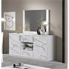 Stilprojectstore Credenza soggiorno laccato bianco effetto marmo L180 2 ante e 2 cassetti - Dream