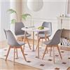 DEYARNA HOME Set di Mobili per Sala da Pranzo, Set da Pranzo da 5 Pezzi con 1 Tavolo da Pranzo Rotondo e 4 Sedie da Pranzo, Ideale per Cucina, Sala da pranzo, Soggiorno, Ufficio (Grigio)