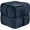 CLP Poggiapiedi Forinta in Velluto a Coste, Forma Quadrata Imbottita, Design Moderno Beige, Ideale per Soggiorno e Camera da Letto, Colore:Blu Scuro