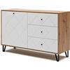 Vicco Cassettiera per camera da letto Nizza Rovere artigianale 40x78 cm | da utilizzare come superficie d'appoggio accanto al letto