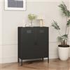 [en.casa] Armadio da Ufficio a 2 ante e 2 Ripiani Regolabili in Altezza Mobile in Acciaio per Archivio 102 x 80 x 40 cm - Nero Opaco