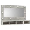 Homgoday Tavolo da trucco con specchio e luci a LED con luminosità regolabile vanità per bambini con 4 scomparti aperti per il trucco piccolo moderno, grigio cemento