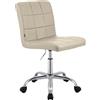 CLP Sgabello da lavoro regolabile con schienale e rotelle Darfield, sedia ergonomica girevole a 360°, sedia da estetista fino a 150 kg, Colore:crema, Materiale:Ecopelle