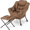 HOMASIS Poltrona Relax con Poggiapiedi, Poltroncina Reclinabile con Braccioli e Tasca Laterale, Supporta Fino a 150 kg, Sedia Comoda per Salotto, Camera da Letto, 81 x 75 x 94,5 cm (Marrone)