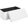 WOLTU Pouf Contenitore Pieghevole, Cassapanca con Coperchio 76x38x37 cm, Poggiapiedi Imbottito in Tessuto Teddy, per Ingresso, Soggiorno, Bianco