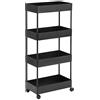 HUOLE Carrello portaoggetti a 4 ripiani Carrello scorrevole estraibile multifunzionale, per ufficio, soggiorno, cucina, lavanderia, camera da letto, spazi stretti, plastica, bianco-40*22*90 cm-nero