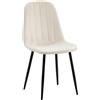 CLP Sedia da pranzo Baxter I Sedia imbottita con rivestimento in velluto I Struttura in metallo, Colore:bianco crema