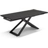 REDÒKASA Tavolo allungabile da pranzo 180x90 HIDRA fino a 260 CM per sala da pranzo, cucina e soggiorno, design moderno con top in grès ceramico (Pietra Nera)
