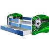ACMA Letto per Bambino Cameretta per Bambino con Materasso Cassetto Rete a doghe II BLU (14 Goal, 140x70 + Cassetto)
