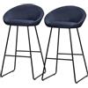 ML DESIGN modern living ML-Design Set 2 Sgabelli da Bar Blu Scuro, Rivestimento in Tessuto, 75 cm, con Struttura in Metallo, Schienale Curvo, Poggiapiedi, Poltrone Ergonomiche da Bar, Sedie Alte da Cucina Bistrot o Bancone