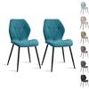 JZGORC Set di 2 Sedie da Sala da Pranzo, Sedia da Cucina in Tessuto a Quadri di Lino, Sedia Imbottita con Spugna ad Alta Densità, Adatta per Sala da Pranzo, Cucina, Soggiorno - Blu Pavone