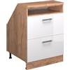Vicco Mobile cucina sottotetto R-Line, Bianco lucido, 60 cm con 2 cassetti, carcassa 60 cm profondità, per la libera combinazione all'interno di sistemi cucina modulari