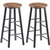 WOLTU Sgabelli da Bar Set di 2, Sgabello Alto 71 cm con Poggiapiedi, Seduta Tonda Sedia Alta per Penisola Cucina, Sala da pranzo, Bancone in Acciaio Legno, Legno Vintage