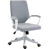 Vinsetto Sedia da Ufficio Ergonomica con Altezza Regolabile, Sedia Scrivania Imbottita Girevole 360° e Funzione Dondolo, in Tessuto effetto Lino Traspirante, per Studio, Grigio