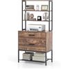KOMFOTTEU Libreria Scaffale con 2 Cassetti, Mobile di Stoccaggio con Dispositivo Antiribaltamento, Armadietto per Soggiorno, Ufficio, Camero da Letto, 75 x 40 x 156 cm (Marrone)