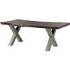 MASSIVMOEBEL24.DE Tavolo da pranzo in legno acacia - laccato grigio/ferro X - argento mat 200x90x77 FREEFORM 5