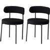 GrandCA HOME Set di 2 Sedie da Pranzo, Sedia da Cucina Imbottita con Rivestimento in Velluto Teddy, Adatta a Soggiorni, Sale da Pranzo e Camere da Letto, Nero