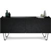 Mobili Fiver, Madia-Buffet 4 ante Emma con gambe nere, Nero Cemento, 168 cmx45 cmx76.6 cm, Nobilitato/Ferro, Credenza Soggiorno Moderna, Made in Italy