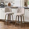 Bekrvio Set di 2 sgabelli da bar girevoli con gambe in legno, spessa imbottitura (10 cm), con schienale, altezza seduta 65 cm, sgabello da bar girevole, capacità di carico 150 kg, sedie da cucina