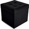 MG Design Pouf contenitore imbottito 45 × 45 cm Nero - capacità ca. 50 L, fino a 300 kg, superficie morbida con leggero riflesso, struttura in legno massiccio, già montato e facile da pulire