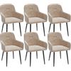 PIPIPOXER Set di 6 poltrone in tessuto di velluto con morbido conchiglia schienale in tessuto di velluto con gambe in metallo per soggiorno, camera da letto, beige
