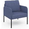 IDMarket - Poltrona AUGUSTE tessuto blu gambe in metallo nero