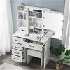 Buildonely Tavolo da Toeletta per Bambina, Toeletta da Trucco Bianco con Specchio Hollywood et 10 Luci LED, Luminosità Regolabile, Tavolo da Trucco con 6 Cassetti, 1 Sgabello, Bianco