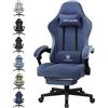 GTPLAYER sedia gaming ergonomica sedia da gaming tessuto traspirante schienale alto con cuscino imbottito a molle, poggiatesta e supporto lombare per giochi di studio e lavoro blu navy