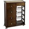 Liberoshopping Carrello cucina cassettiera OTELIA in legno di faggio con 4 cassetti, 4 cesti portafrutta in acciaio, ruote piroettanti e piano con mattonelle in ceramica - Made in Italy (Noce)
