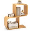 RELAX4LIFE Scaffale Libreria in Bambù, Scaffale Espositore per Decorazioni con 2 Cubi, Libreria Artistica a Forma di S per Ufficio, Studio e Soggiorno, 61 x 23 x 66,5 cm (2 Livelli)