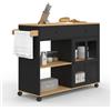 IDMarket - Credenza da cucina ACHILLE XXL con ripiano e armadio smaltato nero e legno L. 100 CM