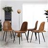 Homy Casa Set di 4 sedie da pranzo moderne in stile Mid-Century per sala da pranzo sedie laterali con gambe in metallo nero, comode per cucina, salone, fattoria, marrone rustico, 4 pezzi