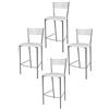 t m c s Tommychairs - Set 4 sgabelli alti modello Elena per cucina e bar, struttura in acciaio verniciata colore alluminio e seduta imbottita e rivestita in pelle artificiale colore bianco