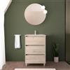 Inbagno Mobile bagno a terra 60 cm rovere bali con lavabo in ceramica ad incasso, 3 cassetti con chiusura soft-close, Linea GAYA