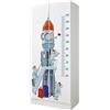 leomark armadio bianco 70 x 42,5 x 161,5 cm alla stanza del bambino, capiente e funzionale armadio in legno con ante, solido appendiabiti, mobili per bambini, Eazzo spaziale