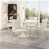 SACOOL Set di 4 sedie da pranzo in velluto, lussuoso seggiolone per soggiorno e camera da letto con quattro gambe di supporto in metallo dorato, Beige