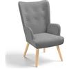 IDMarket - Poltrona scandinava IVAR in tessuto grigio chiaro