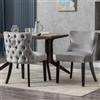 Ya-Home 2 PZ Sedie Sala da Pranzo in Velluto con Dettagli a Borchie, Grigio