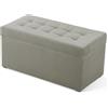 MG Design Pouf contenitore imbottito 45 × 90 cm Grigio - capacità ca. 100 L, fino a 300 kg, struttura in legno massiccio, superficie opaca con trama fine, già montato e facile da pulire