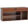Brigros WeHome - Cassapanca Scarpiera Con Seduta Imbottita, Scarpiera Salvaspazio, Panca Contenitore, Mobile Ingresso Per Arredamento Casa Con Cassette Legno (Zebrano, 3 Scomparti, 63x115x24)