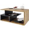 MeblePitus.pl Meble Pitus Tavolino da Caffè - Tavolino Soggiorno 90 x 50 x 49 cm Moderno Basso - Tavolini Salotto, Tavolo Soggiorno - Legno retrò/Nero opaco