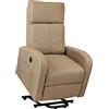 Totò Piccinni Poltrona Relax EUREKA ELETTRICA Alzapersona con Massaggi, Pulsantiera Laterale, Telecomando, Imbottita, Struttura in Legno, Ideale per Anziani (Tessuto Beige)