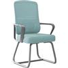 CYQQRDZSW Sedia Ufficio Ergonomica Senza Ruote, Sedia da Computer in Rete con Schienale Medio e Supporto Lombare, Poltrona Adatta per Sala d'attesa, Lounge, Formazione (Blue)