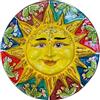 SICILIA BEDDA CAPACI Sole Disco in Ceramica Caltagirone, Ø 25 cm ca. Decoro ficodindia Fondo Multicolore