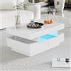 KOMHTOM Tavolino da salotto moderno a LED bianco, mobile da salotto, tavolino da salotto con quattro cassetti. (Bianco)