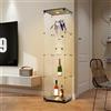 BLSYHDH Vetrina in vetro con LED,Armadio vetrina per collezione con 1 anta 4 ripiani trasparente mobile vetrina vetro vetrine statuetta armadio soggiorno bar (4 piani 1 porta+LED, nero)