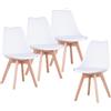 Uderkiny Set di 4 Sedie da Sala da Pranzo, Sedie Scandinave, Gambe in Legno Massello, Design Nordico ergonomico, Ideale per Sala da Pranzo, Soggiorno, Cucina, Camera da Letto (Bianco, 4)