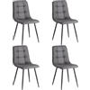 DEYARNA HOME Set di 4 Sedie da Pranzo Moderne, Sedie da Cucina Imbottite, Sedie da Pranzo in Ecopelle per Cucina, Sala da Pranzo, Soggiorno, Camera da Letto (Grigio Scuro)