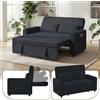 Devoko Divano Letto 2 Posti in Velluto Divano Matrimoniale Prontoletto Estraibile con Schienale Regolabile in 5 Posizioni per Soggiorno, Camera da Letto o Ufficio, 69P x 141L x 88H cm, Nero Bluastro